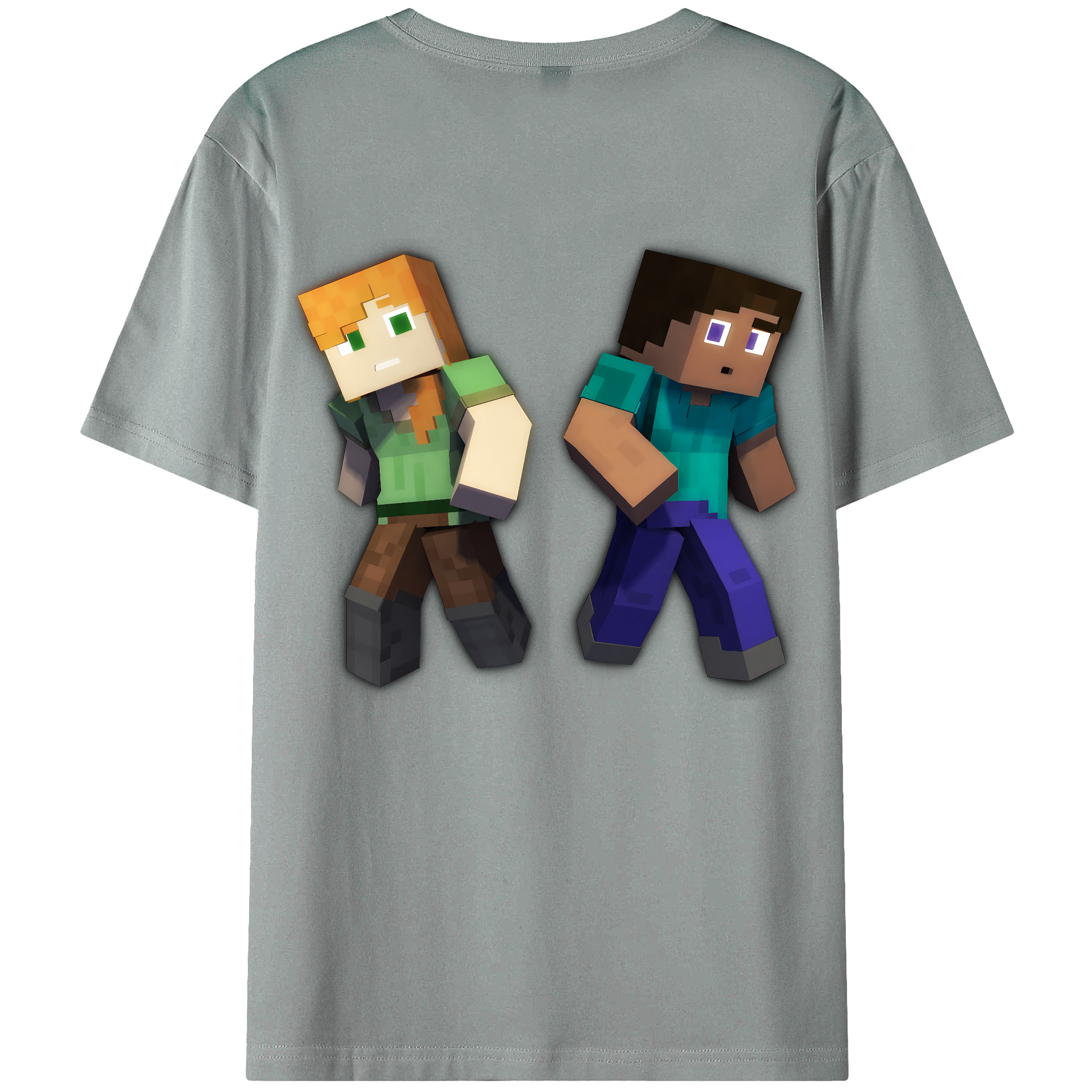 （画像用） マインクラフト ブロックの世界 Minecraft MC Block world 綿100％ メンズ半袖Tシャツ（バックプリント） 通気性
